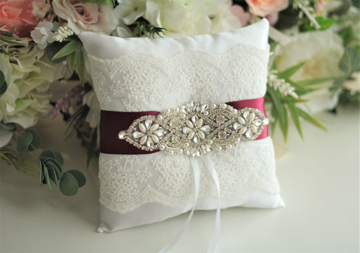 Burgundy ring hot sale bearer pillow